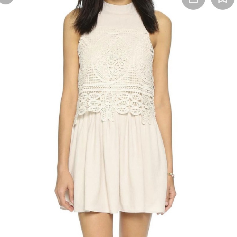 J.O.A. Los Angeles LINEN OVERLAY LACE DRESS